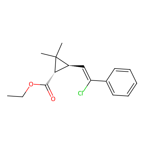 Cyclopropanecarboxylic acid, 3-(2-chloro-2-phenylethenyl)-2,2-dimethyl-, ethyl ester, (1alpha,3beta(Z))- structure