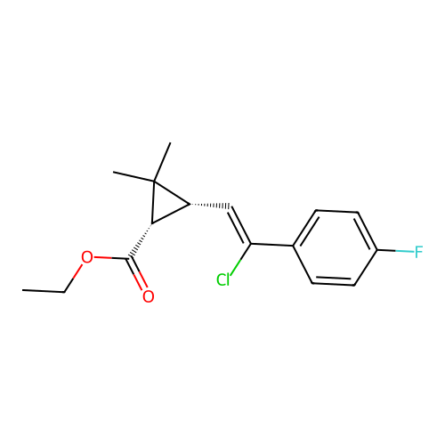 Cyclopropanecarboxylic acid, 3-(2-chloro-2-(4-fluorophenyl)ethenyl)-2,2-dimethyl-, ethyl ester, (1alpha,3alpha(Z))- structure