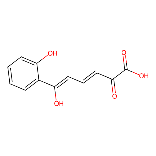2-Hydroxy-6-oxo-6-(2-hydroxyphenyl)hexa-2,4-dienoic acid structure