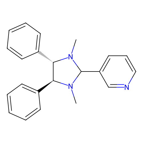 (4S,5S)-1,3-dimethyl-4,5-diphenyl-2-(3-pyridyl)imidazolidine structure