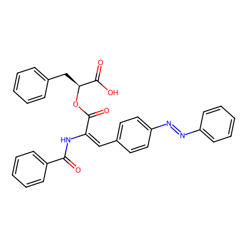 O-(alpha-(Benzoylamino)-4-(phenylazo)cinnamoyl)-beta-phenyllactate structure
