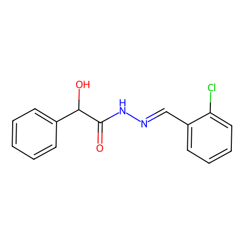 Benzeneacetic acid, alpha-hydroxy-, ((2-chlorophenyl)methylene)hydrazide, (E)- structure