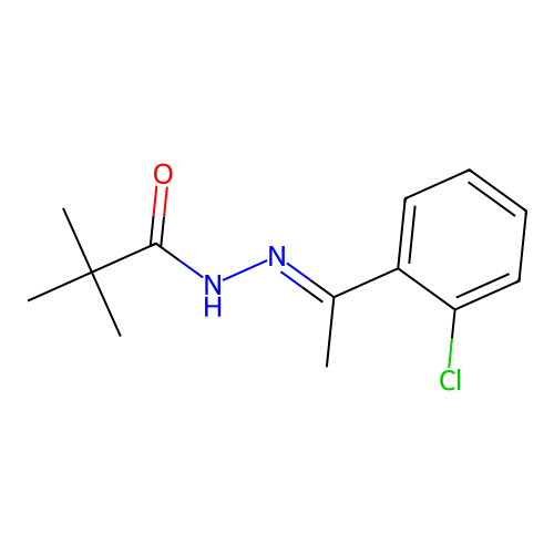 Propanoic acid, 2,2-dimethyl-, (1-(2-chlorophenyl)ethylidene)hydrazide, (E)- structure