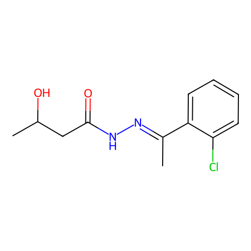 Butanoic acid, 3-hydroxy-, (1-(2-chlorophenyl)ethylidene)hydrazide, (E)- structure