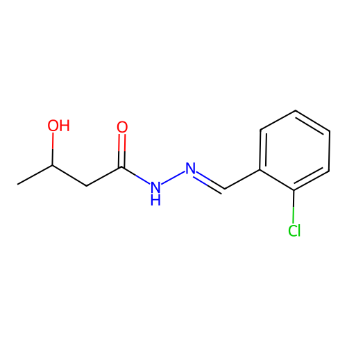 Butanoic acid, 3-hydroxy-, ((2-chlorophenyl)methylene)hydrazide, (E)- structure