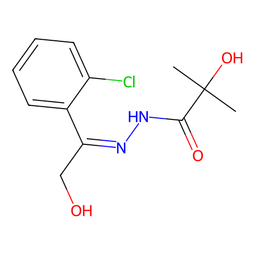 (E)-2-Hydroxy-2-methylpropanoic acid (1-(2-chlorophenyl)-2-hydroxyethylidene)hydrazide structure