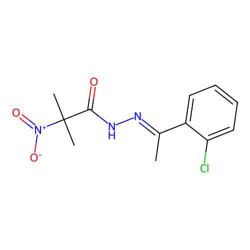 Propanoic acid, 2-methyl-2-nitro-, (1-(2-chlorophenyl)ethylidene)hydrazide, (E)- structure