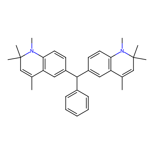 6,6'-(Phenylmethanediyl)bis(1,2,2,4-tetramethyl-1,2-dihydroquinoline) structure