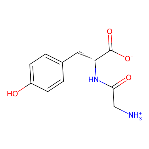 (2R)-2-[(2-azaniumylacetyl)amino]-3-(4-hydroxyphenyl)propanoate structure