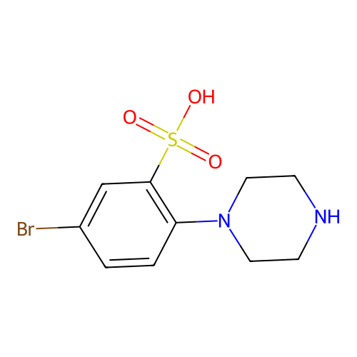 Benzenesulfonic acid, 5-bromo-2-(1-piperazinyl)- structure