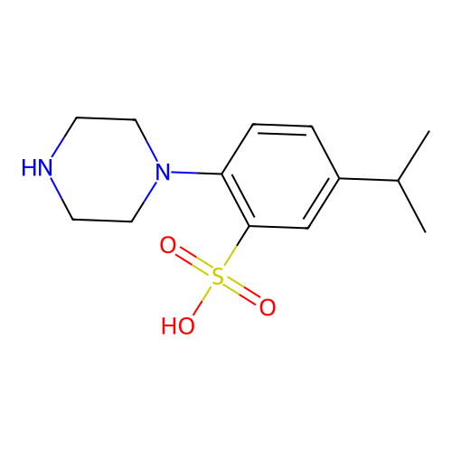 Benzenesulfonic acid, 5-(1-methylethyl)-2-(1-piperazinyl)- structure