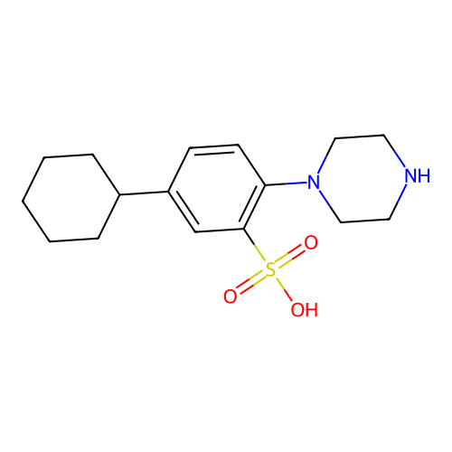 Benzenesulfonic acid, 5-cyclohexyl-2-(1-piperazinyl)- structure