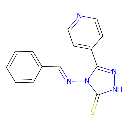 4-(benzalamino)-3-(4-pyridyl)-1H-1,2,4-triazole-5-thione structure