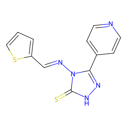 3-pyridin-4-yl-4-[(E)-thiophen-2-ylmethylideneamino]-1H-1,2,4-triazole-5-thione structure