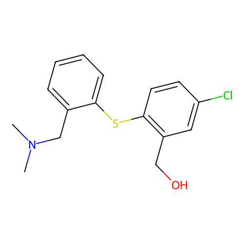 Benzenemethanol, 5-chloro-2-((2-((dimethylamino)methyl)phenyl)thio)- structure