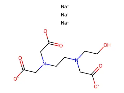 Trisodium salt N-hydroxyethylethylenediaminetriacetic acid structure