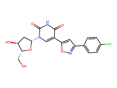 5-(3-(4-Chloro-phenyl)-isoxazol-5-yl)-1-((2R,4S,5R)-4-hydroxy-5-hydroxymethyl-tetrahydro-furan-2-yl)-1H-pyrimidine-2,4-dione structure