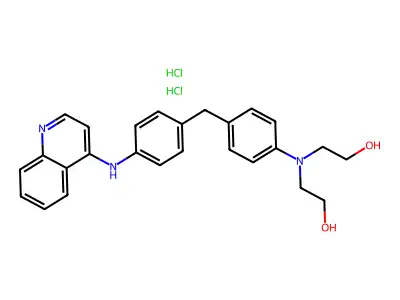 2,2'-((4-((4-(4-Quinolinylamino)phenyl)methyl)phenyl)imino)bis-ethanol dihydrochloride structure