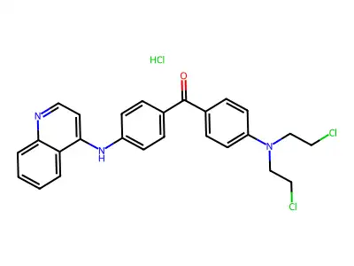 (4-(Bis(2-chloroethyl)amino)phenyl)(4-(4-quinolinylamino)phenyl)methanone monohydrochloride structure
