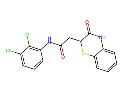 N-(2,3-dichlorophenyl)-2-(3-oxo-3,4-dihydro-2H-1,4-benzothiazin-2-yl)acetamide structure