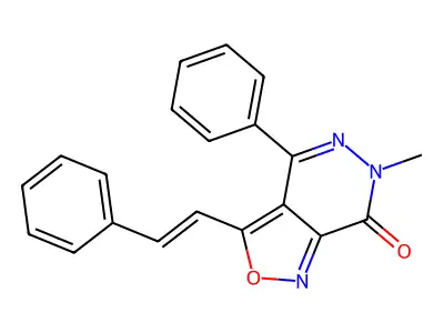 6-methyl-4-phenyl-3-[(E)-2-phenylethenyl]-[1,2]oxazolo[3,4-d]pyridazin-7-one structure