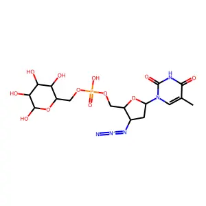 6-Glucopyranosyl 3'-azido-3'-deoxy-5'-thymidinyl phosphate structure