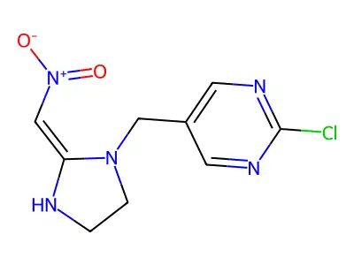 2-chloro-5-(((2Z)-2-(Nitromethylidene)imidazolidin-1-yl)methyl)pyrimidine structure
