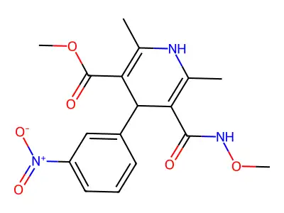 3-Pyridinecarboxylic acid, 1,4-dihydro-2,6-dimethyl-5-((methoxyamino)carbonyl)-4-(3-nitrophenyl)-, methyl ester structure