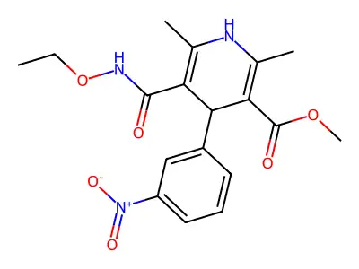 3-Pyridinecarboxylic acid, 1,4-dihydro-2,6-dimethyl-5-((ethoxyamino)carbonyl)-4-(3-nitrophenyl)-, methyl ester structure