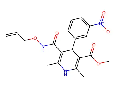 3-Pyridinecarboxylic acid, 1,4-dihydro-2,6-dimethyl-4-(3-nitrophenyl)-5-(((2-propenyloxy)amino)carbonyl)-, methyl ester structure