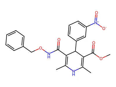 3-Pyridinecarboxylic acid, 1,4-dihydro-2,6-dimethyl-4-(3-nitrophenyl)-5-(((phenylmethoxy)amino)carbonyl)-, methyl ester structure