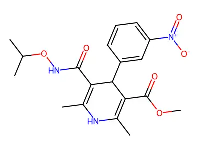 3-Pyridinecarboxylic acid, 1,4-dihydro-2,6-dimethyl-5-(((1-methylethoxy)amino)carbonyl)-4-(3-nitrophenyl)-, methyl ester structure