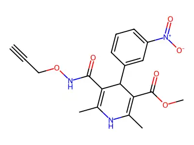 3-Pyridinecarboxylic acid, 1,4-dihydro-2,6-dimethyl-4-(3-nitrophenyl)-5-(((2-propynyloxy)amino)carbonyl)-, methyl ester structure