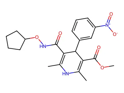3-Pyridinecarboxylic acid, 1,4-dihydro-2,6-dimethyl-5-(((cyclopentyloxy)amino)carbonyl)-4-(3-nitrophenyl)-, methyl ester structure