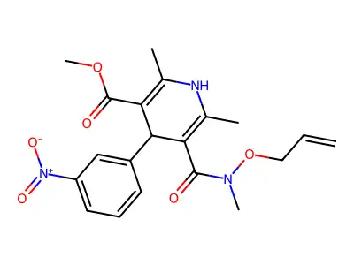 3-Pyridinecarboxylic acid, 1,4-dihydro-2,6-dimethyl-5-((methyl(2-propenyloxy)amino)carbonyl)-4-(3-nitrophenyl)-, methyl ester structure