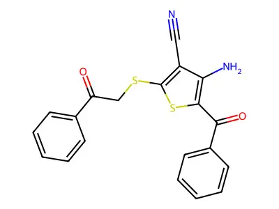 4-Amino-5-benzoyl-2-phenacylsulfanylthiophene-3-carbonitrile structure
