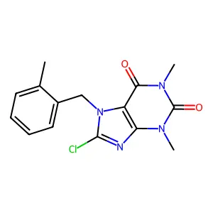 8-chloro-1,3-dimethyl-7-(2-methylbenzyl)-3,7-dihydro-1H-purine-2,6-dione structure