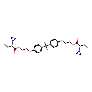(Isopropylidene)bis(p-phenyleneoxyethylene) bis(alpha-ethylaziridine-1-acetate) structure
