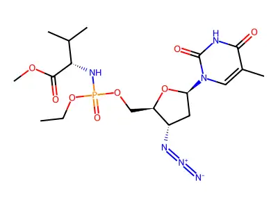 3'-Azido-3'-deoxythymidine-5'-(ethyl methoxyvalinyl)phosphate structure