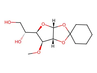 1,2-O-Cyclohexylidene-3-O-methyl-alpha-D-glucofuranose structure
