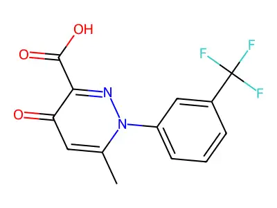 6-methyl-4-oxo-1-[3-(trifluoromethyl)phenyl]-1,4-dihydropyridazine-3-carboxylic acid structure
