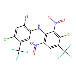 3-chloro-N-[2,4-dichloro-5-(trifluoromethyl)phenyl]-2,6-dinitro-4-(trifluoromethyl)aniline structure