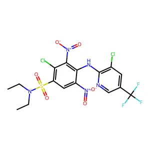 Benzenesulfonamide, 2-chloro-4-((3-chloro-5-(trifluoromethyl)-2-pyridinyl)amino)-N,N-diethyl-3,5-dinitro- structure