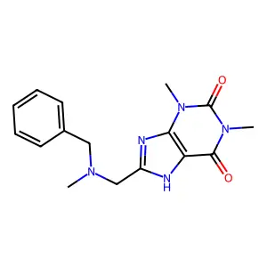 8-[(Benzyl-methyl-amino)-methyl]-1,3-dimethyl-3,7-dihydro-purine-2,6-dione structure