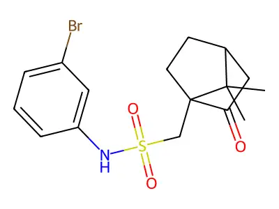 N-(3-bromophenyl)(7,7-dimethyl-2-oxobicyclo[2.2.1]hept-1-yl)methanesulfonamide structure