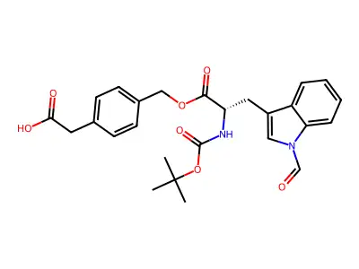 Boc-l-trp(formyl)-o-ch2-phi-ch2-cooh structure