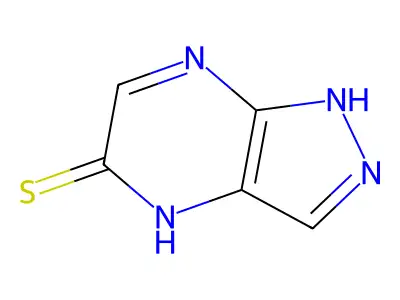 5H-Pyrazolo(3,4-b)pyrazine-5-thione, 1,4-dihydro- structure