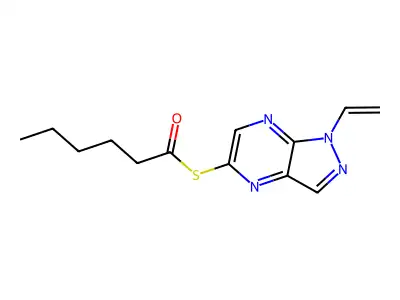 Hexanethioic acid, S-(1-ethenyl-1H-pyrazolo(3,4-b)pyrazin-5-yl) ester structure