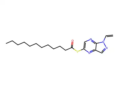 Dodecanethioic acid, S-(1-ethenyl-1H-pyrazolo(3,4-b)pyrazin-5-yl) ester structure