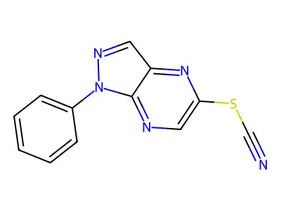 Thiocyanic acid, 1-phenyl-1H-pyrazolo(3,4-b)pyrazin-5-yl ester structure